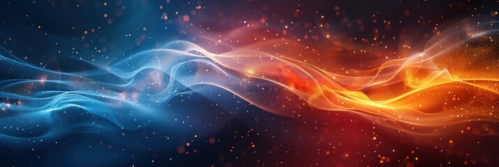 Poster - A vibrant abstract composition featuring swirling blue and orange shapes