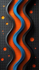 Poster - Abstract black and orange wavy design