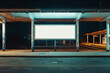 Blank white billboard on the buss station