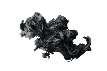 Wall Mural - Abstract black ink wave fractal on transparent background