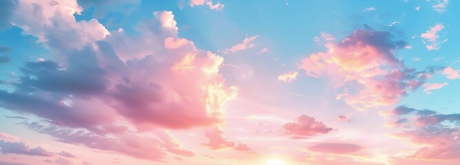 Wall Mural - beautiful sky with pastel colored clouds at sunset