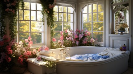 Wall Mural - bath with flowers