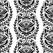 vertical lace type botanical style black and white monochrome seamless pattern on white background
