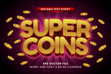 Wall Mural - Super coin money 3d editable vector text effect