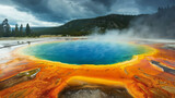 Fototapeta  - Colorful hot springs with deadly temperatures, alluring geothermal danger, documentary style,