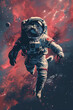 cat astronaut in outer space