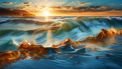 Sticker - Seascape with beautiful waves