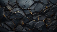 Black And Gold Marble Texture Background. Abstract Pattern With Gold Veins.