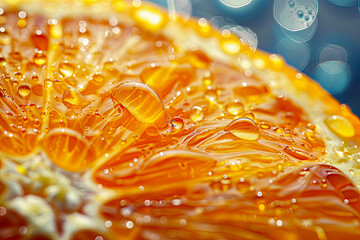 Wall Mural - Sliced orange with drops of water