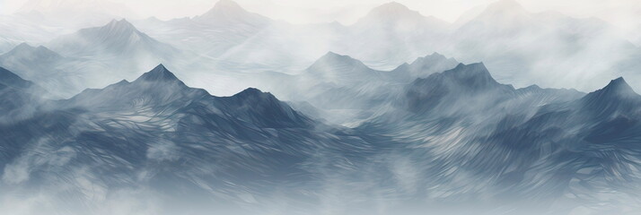 Poster - aerial view concept of a mountain range, showcasing the natural beauty and intricate patterns created by peaks and valleys. Generative AI