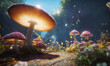Enchanted mushroom fairy forest - AI generated