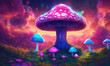 Colorful fly agaric mushroom background - AI generated