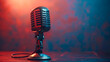 Retro microphone on a dark background. Vintage microphone on a dark background