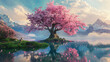 水辺を彩る春の桜