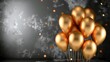 © JovialFox - Gold balloons bunch on a gray wall background