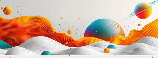 Aufkleber - Gradient hues and geometric patterns create a captivating abstract digital landscape