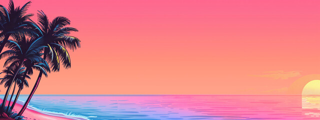 Wall Mural - beautiful sunset scene with copy space