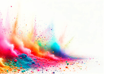 Wall Mural - Explosion of vibrant paint and powder creating a colorful splash on a white canvas. Generative AI