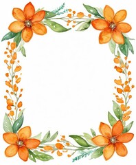 Infuse warmth into your design with our watercolor orange floral frame mockup. Radiant petals encircle the open space, ready for your content