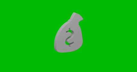 Poster - Animation of rotation of a white bag of money symbol with shadow. Simple and complex rotation. Seamless looped 4k animation on green chroma key background