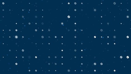 Poster - Template animation of evenly spaced pill symbols of different sizes and opacity. Animation of transparency and size. Seamless looped 4k animation on dark blue background with stars