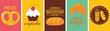 Bakery design template for wallpaper design. Poster, media banner. Set of vector illustrations.
