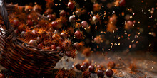 A Pile Of Peeled Hazelnuts Soars Upwards On A Black Background 