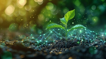 Canvas Print - An illustration of a young plant breaking through the soil