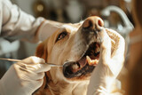 Fototapeta Uliczki - Dentista che esegue un controllo dentale su un cane