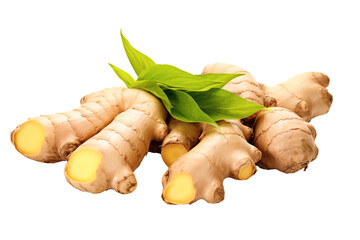 Raw fresh ginger isolated on white background