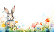 Watercolor Pastel Floral Easter Banner Background with copy space for text