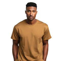 Poster - Confident African American model wearing t-shirt, isolated on transparent background