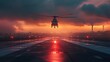 a dramatic and cinematic AI illustration of a rescue helicopter hovering over an airport runway during a simulated emergency scenario attractive look