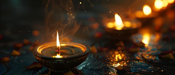 Poster - Diwali celebrations include lighting traditional diya lamps