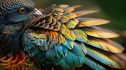 Wall Mural - Vibrant gold and blue macaw perched in nature, AI Generative.
