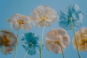 Poster - flowers on blue sky background