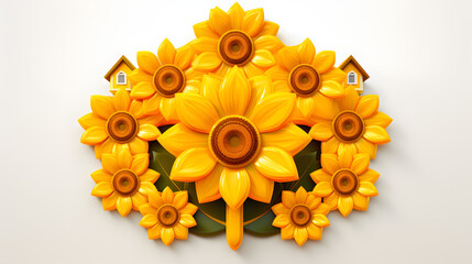 Wall Mural - Sunflower Farm Icon 3d