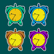 Alarm Clock Doodle Sticker Illustration with Retro Style