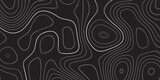 Fototapeta Przestrzenne - Modern Topographic map terrain texture and landscape grid abstract vector background. Contour lines. Dark seamless design, elegant tileable isolines pattern. Blank Detailed topographic patter line map