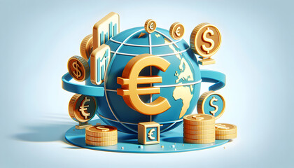 3d flat icon as Currency Exchange Illustrating the importance of currency in global trade. in Global Business  theme with isolated white background ,Full depth of field, high quality ,include copy spa