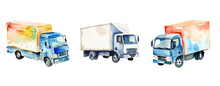 Set Of Delivery Truck Clipart Watercolor