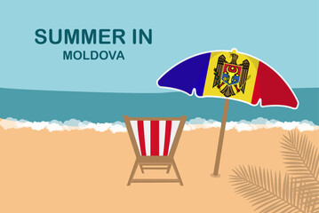 Wall Mural - Summer in Moldova, beach chair and umbrella, vacation or holiday