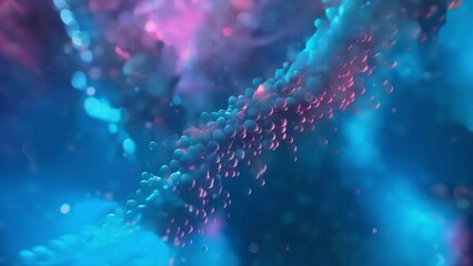 Poster - a blurry shot showcasing a blue and pink background with abstract shapes blending together.
