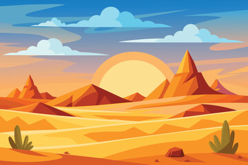 Wall Mural - Vector Desert Landscape Illustration design