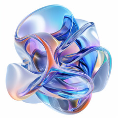 Aufkleber - Fluid round 3D shape of liquid splash of holographic glass in motion. Iridescent liquid sphere.