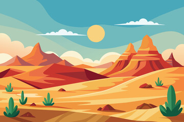 Wall Mural - Vector Desert Landscape Illustration design