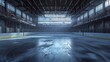 an artistic representation of an abandoned ice hockey venue with dramatic lighting attractive look
