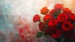an artistic representation of a red rose bouquet, isolated and placed against a backdrop filled with vivid and contrasting colors attractive look
