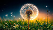 Close-up of dandelion on green grass