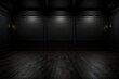 3D render of an empty room with black walls and a floor